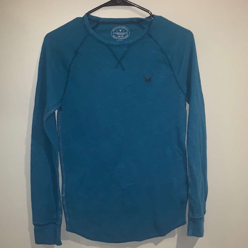 American eagle blue / green thermal long-sleeve t-shirt never been worn